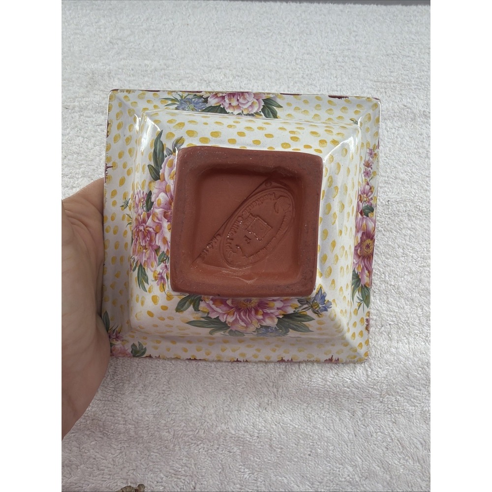 Mackenzie Childs *Retired* Torquay Frank Mustard Pattern, 6" Square Bowl Clay - Picture 4 of 8